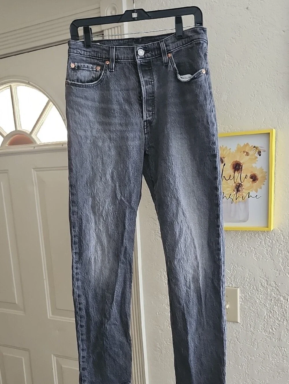Levi's 501 Faded Black Jeans 29x30 Straight Leg Unisex Grunge